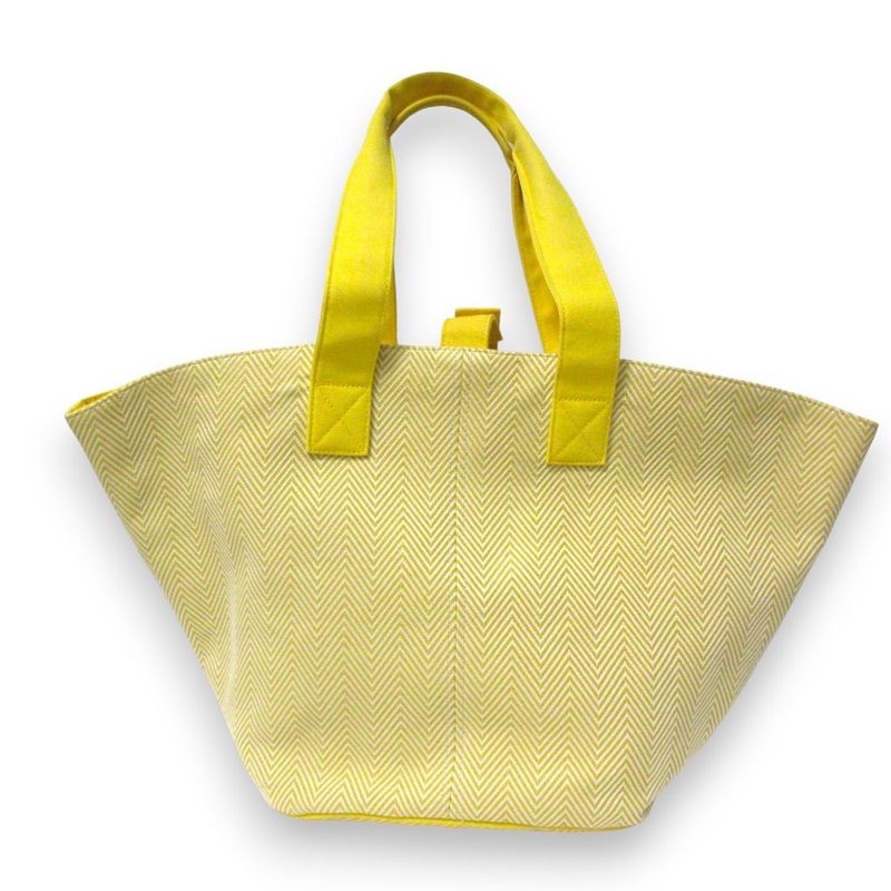 Hermes Panied Plage PM Tote Bag with Pouch Yellow White Ladies Used
