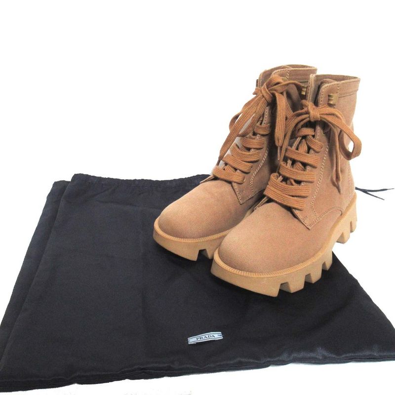 Prada Lace-up Combat Boots Short Boots 35.5 Equivalent To 22.5cm (8.86in) Brown