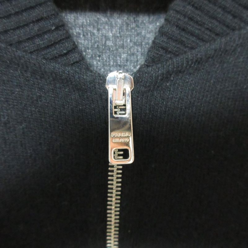 Prada Elbow Patch Zip Up Knit Jacket Blouson Size 48 Black Men's Used