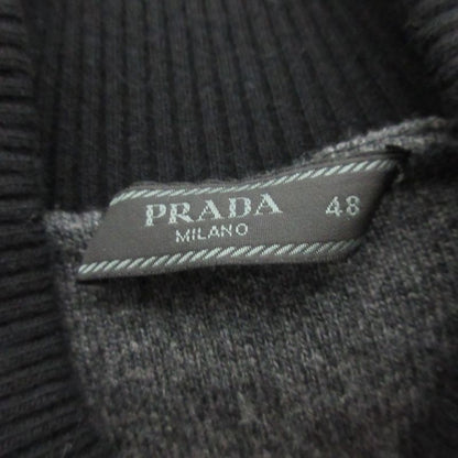 Prada Elbow Patch Zip Up Knit Jacket Blouson Size 48 Black Men's Used