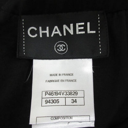 Chanel Ribbon Mesh Knit Dress P46194 Size 34 Black Ladies Used