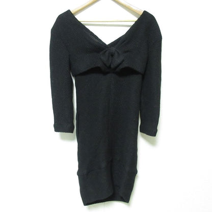 Chanel Ribbon Mesh Knit Dress P46194 Size 34 Black Ladies Used