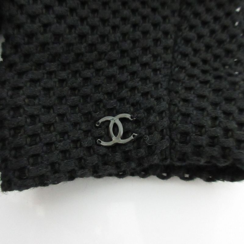 Chanel Ribbon Mesh Knit Dress P46194 Size 34 Black Ladies Used