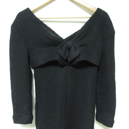 Chanel Ribbon Mesh Knit Dress P46194 Size 34 Black Ladies Used
