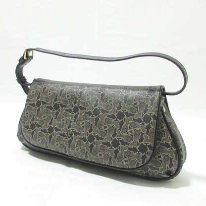 Celine Sulky Carriage Pattern One Shoulder Bag Handbag Black Ladies Used