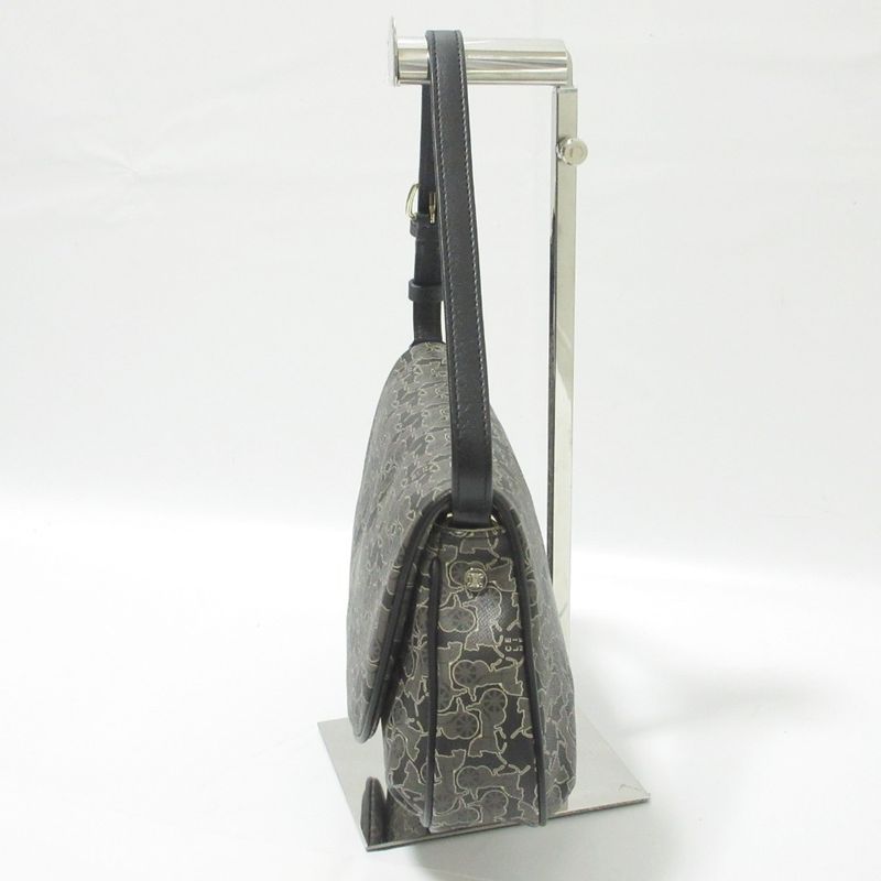 Celine Sulky Carriage Pattern One Shoulder Bag Handbag Black Ladies Used