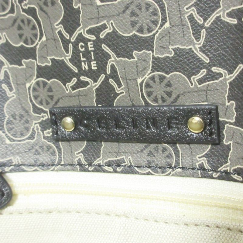 Celine Sulky Carriage Pattern One Shoulder Bag Handbag Black Ladies Used
