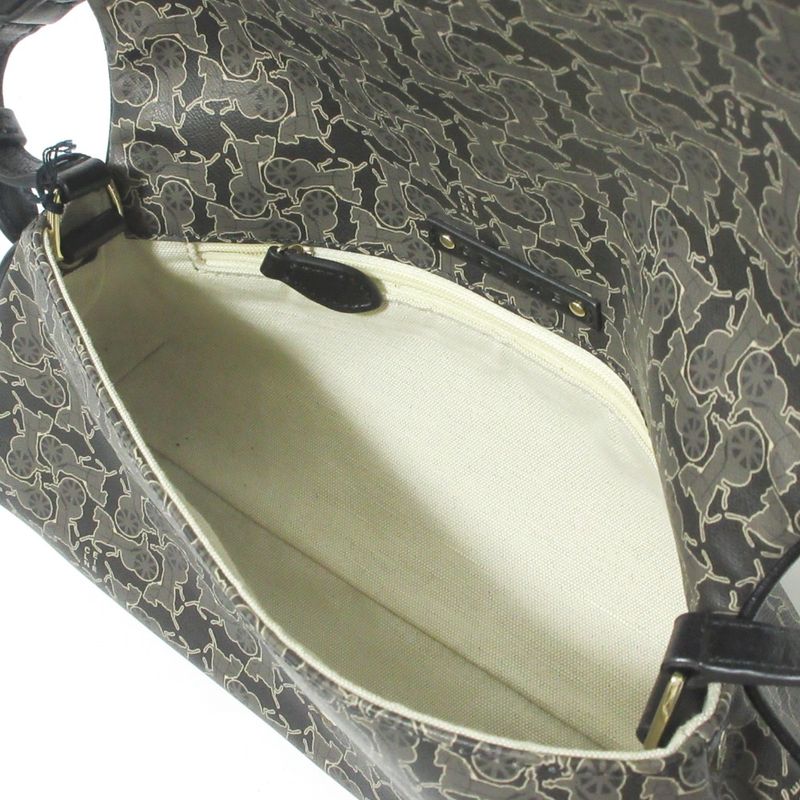 Celine Sulky Carriage Pattern One Shoulder Bag Handbag Black Ladies Used