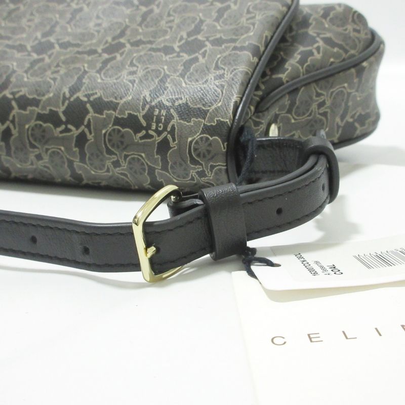 Celine Sulky Carriage Pattern One Shoulder Bag Handbag Black Ladies Used