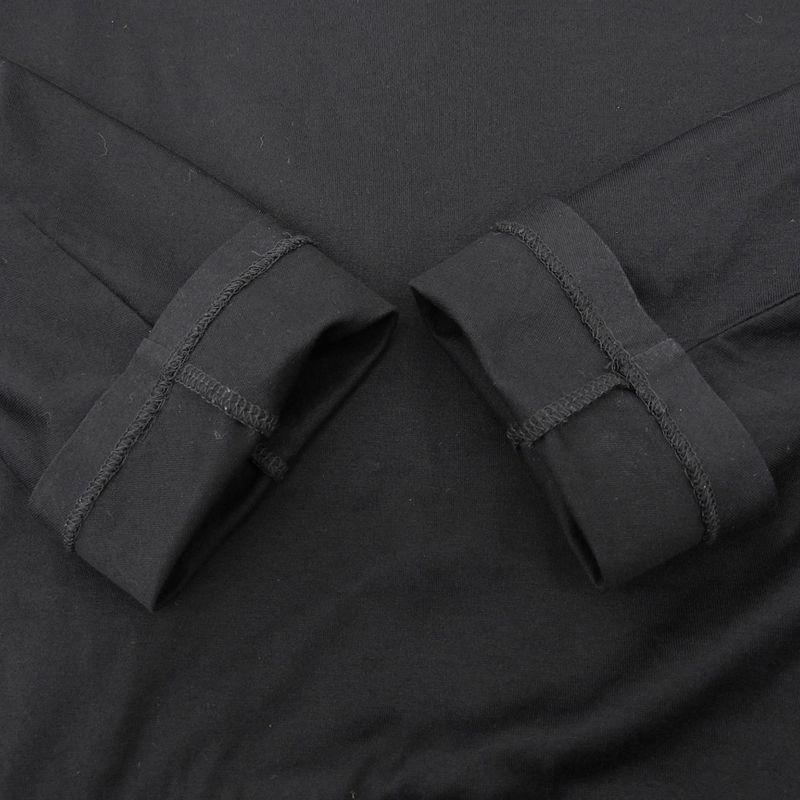 Prada Front Circle Logo Cotton Long Sleeve Flared Long Dress S Black Women's