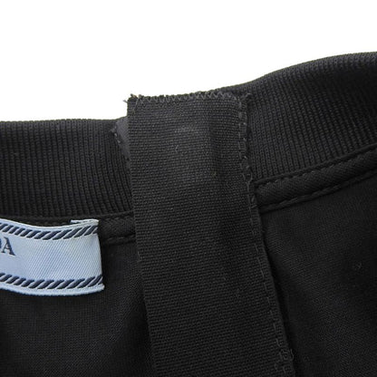 Prada Front Circle Logo Cotton Long Sleeve Flared Long Dress S Black Women's