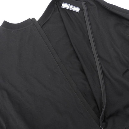 Prada Front Circle Logo Cotton Long Sleeve Flared Long Dress S Black Women's