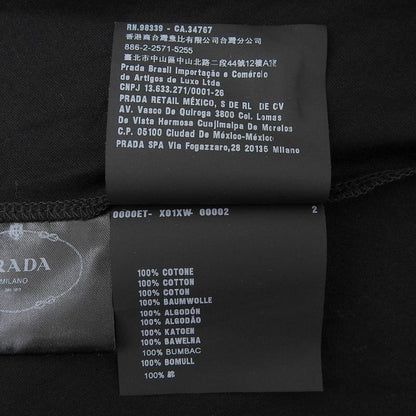 Prada Front Circle Logo Cotton Long Sleeve Flared Long Dress S Black Women's