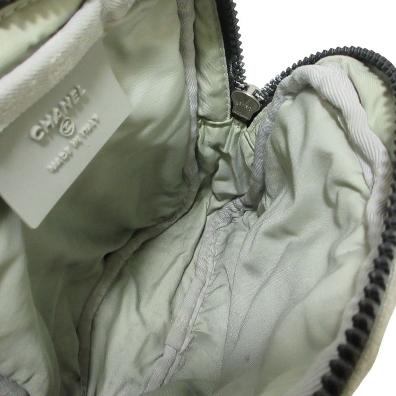 Chanel Sport Coco Mark Sweatshirt Fabric Waist Pouch Body Bag Gray Ladies