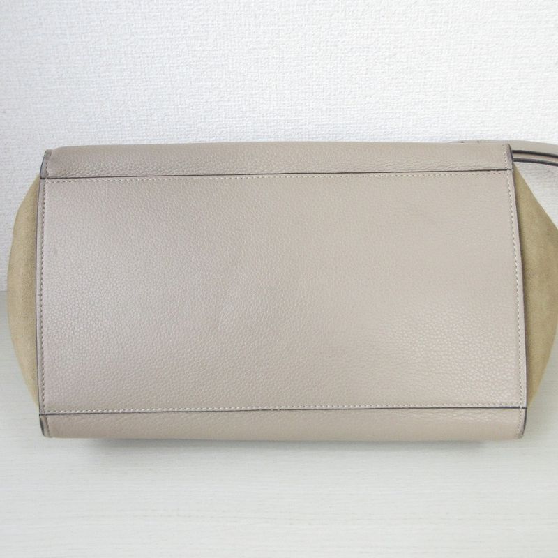 Good Celine Trapeze 2way Handbag Shoulder Bag Beige Ladies Used