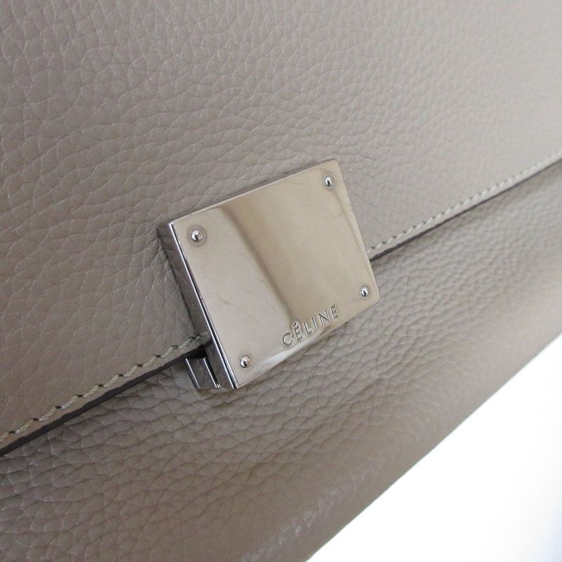 Good Celine Trapeze 2way Handbag Shoulder Bag Beige Ladies Used