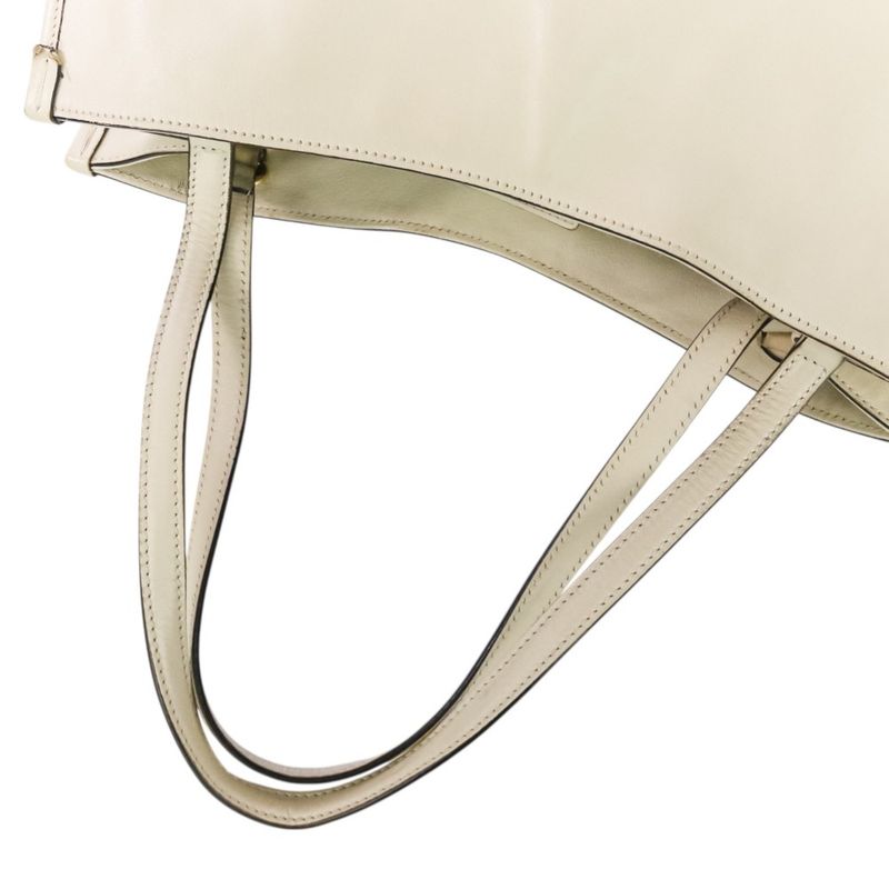 Gucci Horsebit Leather Tote Bag 623694 Off White and Gold Color Hardware