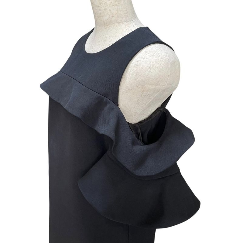 Cleaned Louis Vuitton Ruffle Open Shoulder Dress Rw181b Qrl Feds20 Size 34