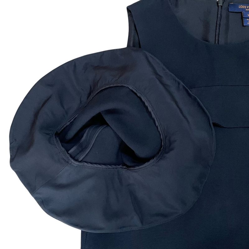 Cleaned Louis Vuitton Ruffle Open Shoulder Dress Rw181b Qrl Feds20 Size 34