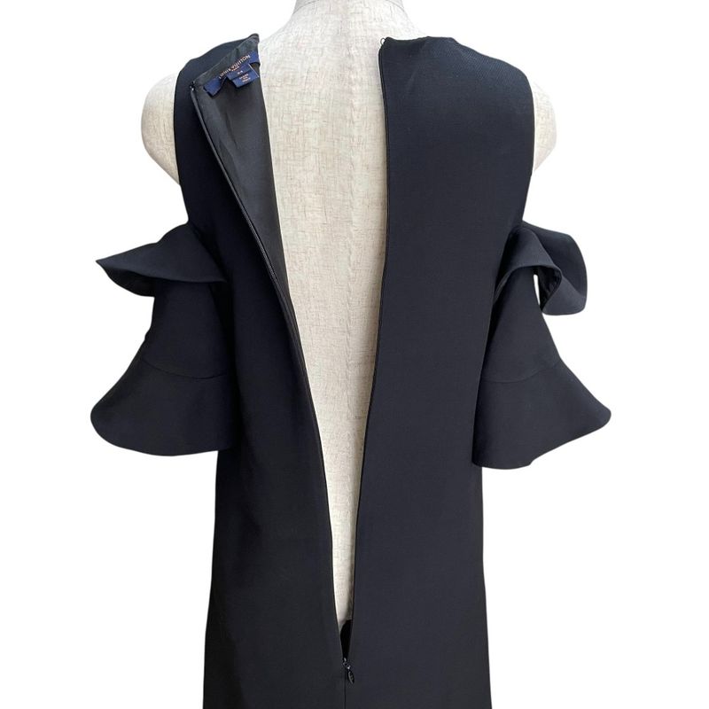 Cleaned Louis Vuitton Ruffle Open Shoulder Dress Rw181b Qrl Feds20 Size 34