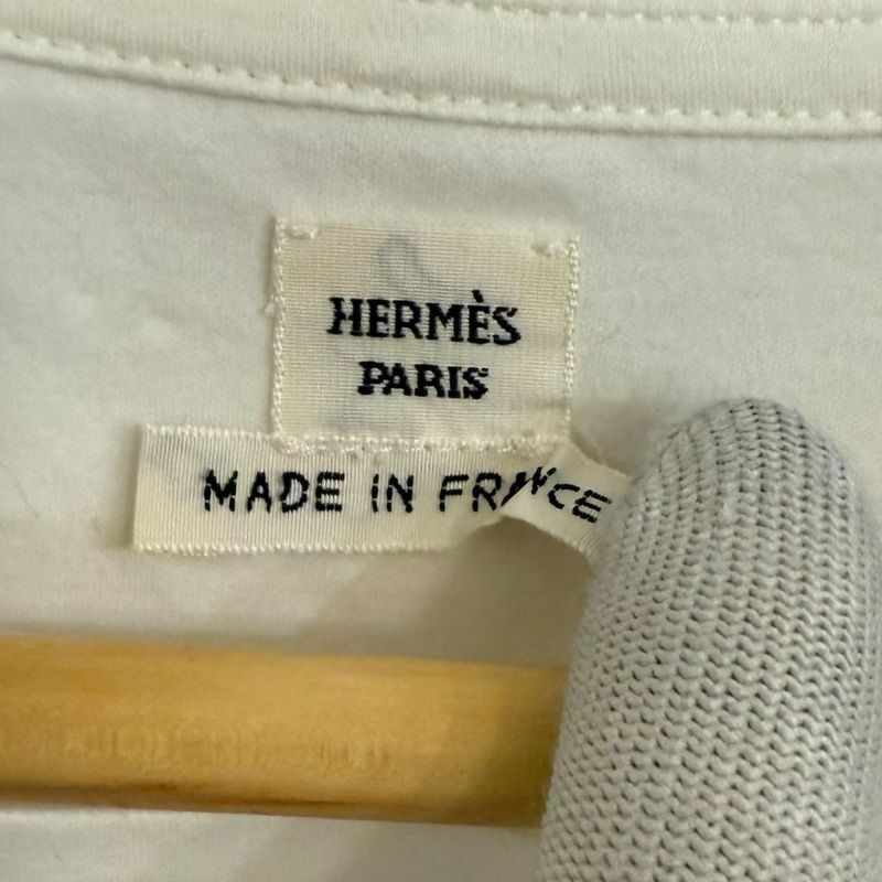 Hermes Embroidery Short Sleeve Knee Length Cut and Sewn Dress Size 34 White