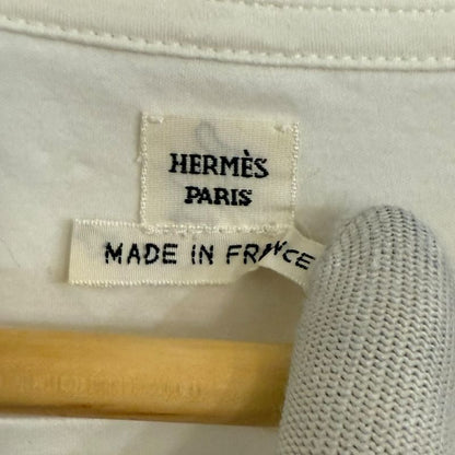 Hermes Embroidery Short Sleeve Knee Length Cut and Sewn Dress Size 34 White