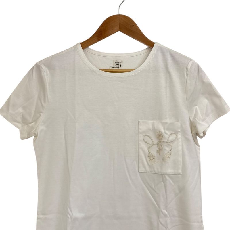 Hermes Embroidery Short Sleeve Knee Length Cut and Sewn Dress Size 34 White