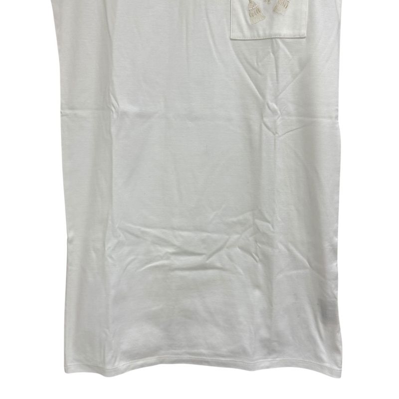 Hermes Embroidery Short Sleeve Knee Length Cut and Sewn Dress Size 34 White