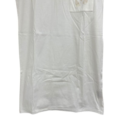Hermes Embroidery Short Sleeve Knee Length Cut and Sewn Dress Size 34 White