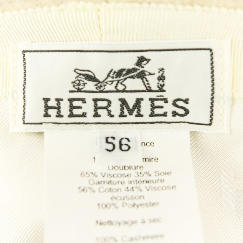 Hermes Cashmere Calvi Serie Button Bucket Hat H222020n Size 56 Beige Ladies Used