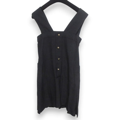 Good Chanel Sleeveless Pleated Knee Length Dress Jumper Skirt Size 36 Black and