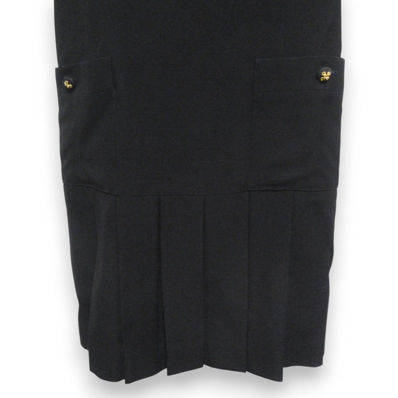 Good Chanel Sleeveless Pleated Knee Length Dress Jumper Skirt Size 36 Black and