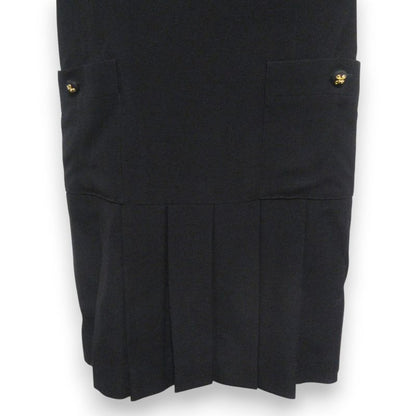 Good Chanel Sleeveless Pleated Knee Length Dress Jumper Skirt Size 36 Black and