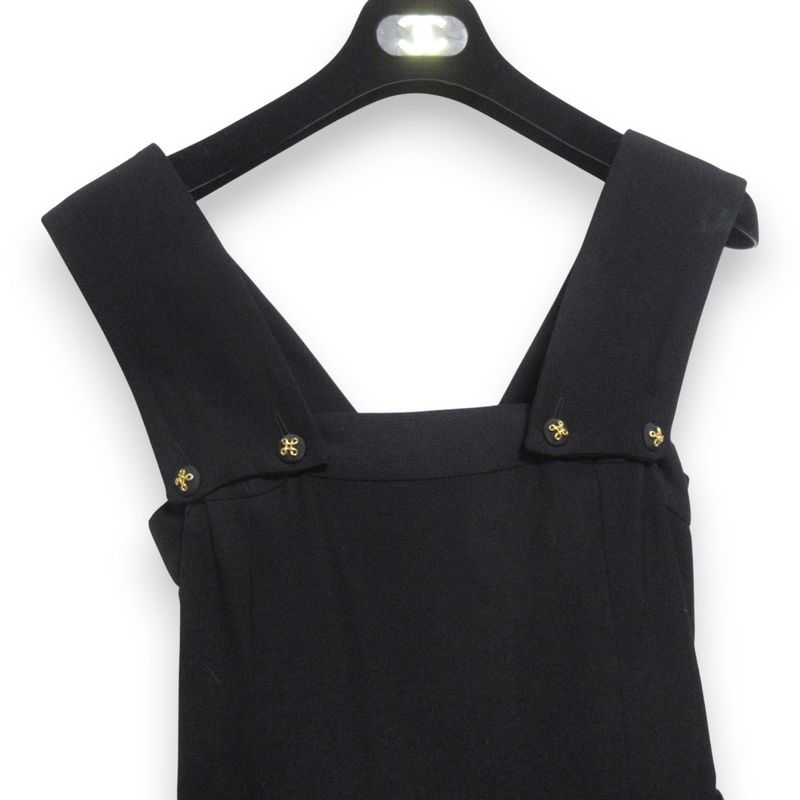 Good Chanel Sleeveless Pleated Knee Length Dress Jumper Skirt Size 36 Black and