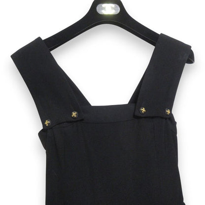 Good Chanel Sleeveless Pleated Knee Length Dress Jumper Skirt Size 36 Black and