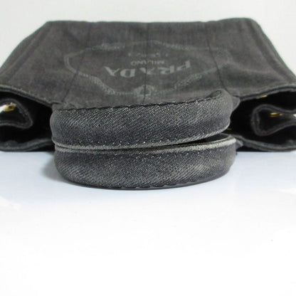 Good Prada Canapa Triangle Logo Plate 2way Tote Bag Shoulder Bag Black and Gold