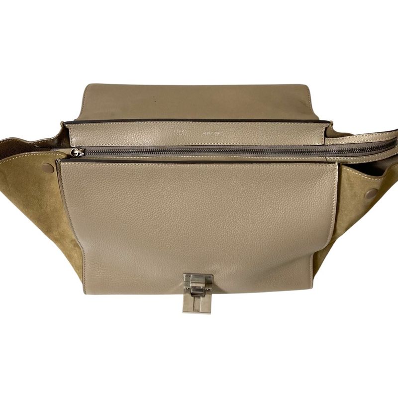 Good Celine Trapeze Medium 2way Handbag Shoulder Bag Beige Ladies Used