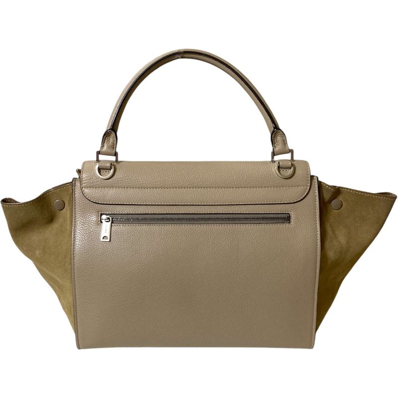 Good Celine Trapeze Medium 2way Handbag Shoulder Bag Beige Ladies Used