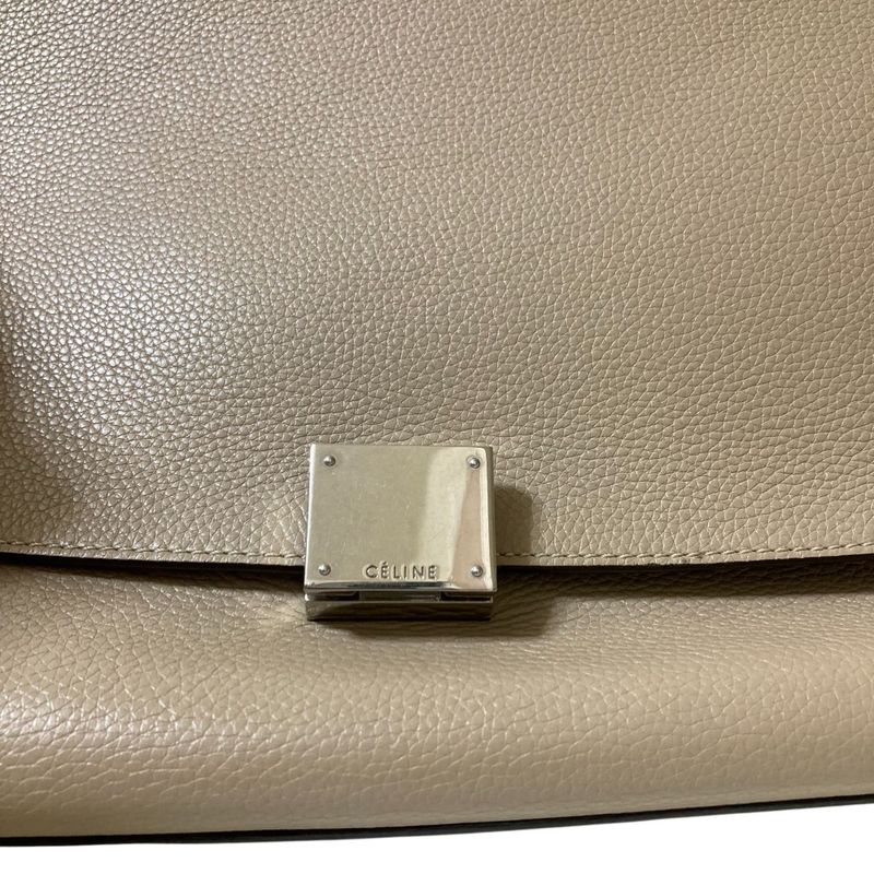 Good Celine Trapeze Medium 2way Handbag Shoulder Bag Beige Ladies Used