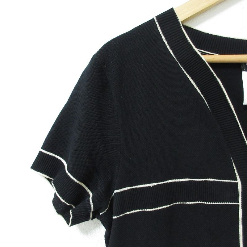 Good Chanel Coco Mark Deer Short Sleeve V Neck Dress P47675 Size 36 Black