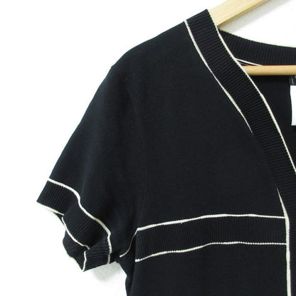 Good Chanel Coco Mark Deer Short Sleeve V Neck Dress P47675 Size 36 Black