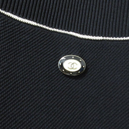 Good Chanel Coco Mark Deer Short Sleeve V Neck Dress P47675 Size 36 Black