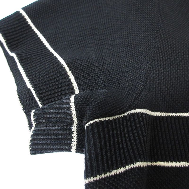 Good Chanel Coco Mark Deer Short Sleeve V Neck Dress P47675 Size 36 Black