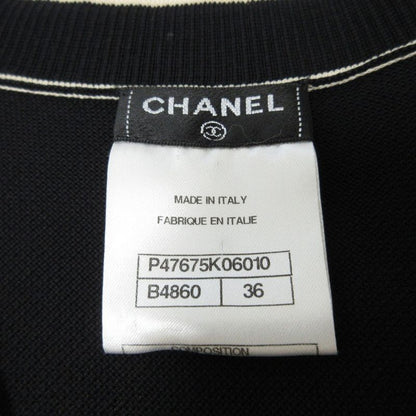 Good Chanel Coco Mark Deer Short Sleeve V Neck Dress P47675 Size 36 Black