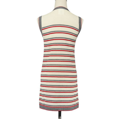 Chanel Striped Sleeveless Knit Dress P45704k05713 Size 34 Red Kinari Women's