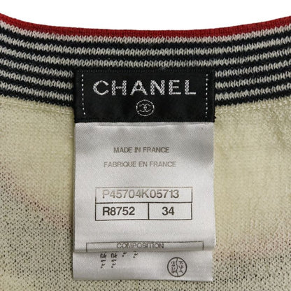Chanel Striped Sleeveless Knit Dress P45704k05713 Size 34 Red Kinari Women's