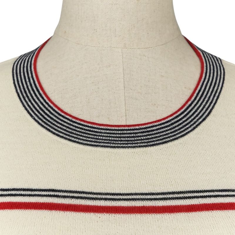Chanel Striped Sleeveless Knit Dress P45704k05713 Size 34 Red Kinari Women's
