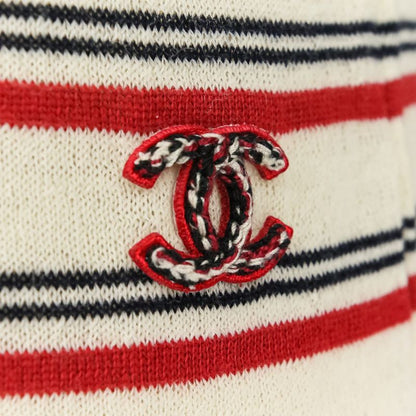Chanel Striped Sleeveless Knit Dress P45704k05713 Size 34 Red Kinari Women's