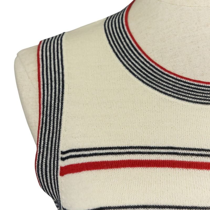 Chanel Striped Sleeveless Knit Dress P45704k05713 Size 34 Red Kinari Women's
