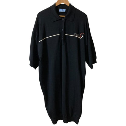 Prada Abito Mc Stretch Wool Knit Polo Dress 23765 Size 38s Black Women's Used